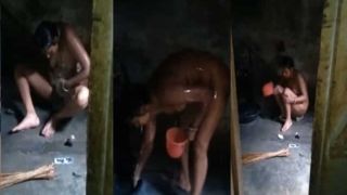 Dehati Bhabhi undressed washroom MMS clip