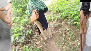 Bhabhi pees in jungle and has her XXX twat drilled by Desi neighbor