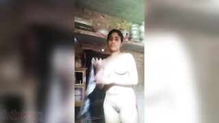 Village Desi girl undresses and shows her nice boobs and pussy XXX