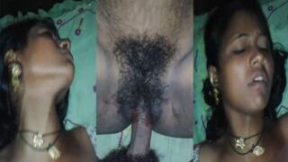 Desi babe has hairy XXX opening fucked in this homemade MMS video