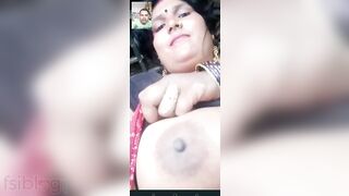 Busty Desi XXX housewife showing her big melons on video call with husband