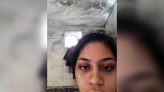 XXX clip of Dehati Desi wife taking obscene poses in the shower room