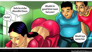 Desi Savita comic video XXX nympho fools around with young sportsmen