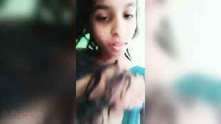 Sweet Desi girl takes top off to demonstrate her cute XXX boobs