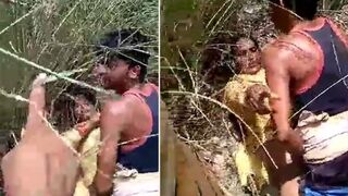 Desi aunty caught while fucking outdoor at the rice field, leak sex mms
