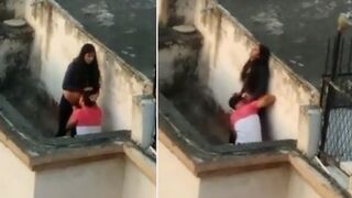 Wife gets pussy licked on balcony until her husband sees, Desi caught in mms