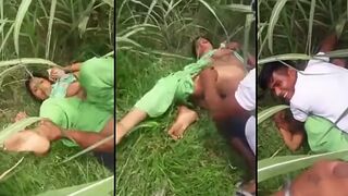 Voyeur films Desi mms video of village lovers caught fucking outdoor