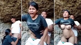 Horny Indian lovers caught fucking outdoors in amazing Desi mms video