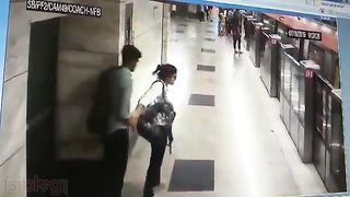Metro station oral pleasure sex movie of a juvenile and horny couple