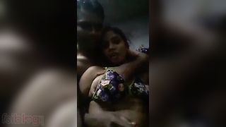 Desi Bhabhi boob cram by devar during their selfie movie