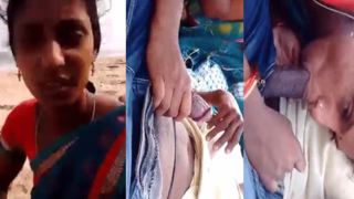 Desi cheating wife engulfing knob of her bf in public
