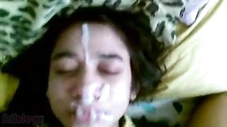 Pron movie scene of a young floozy fucking and getting a biggest spunk fountain on her face