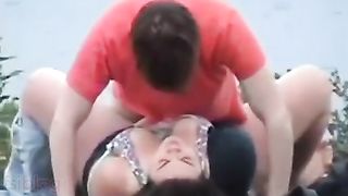 Cumbrous angel enjoys outdoor sex and gets her large butt screwed